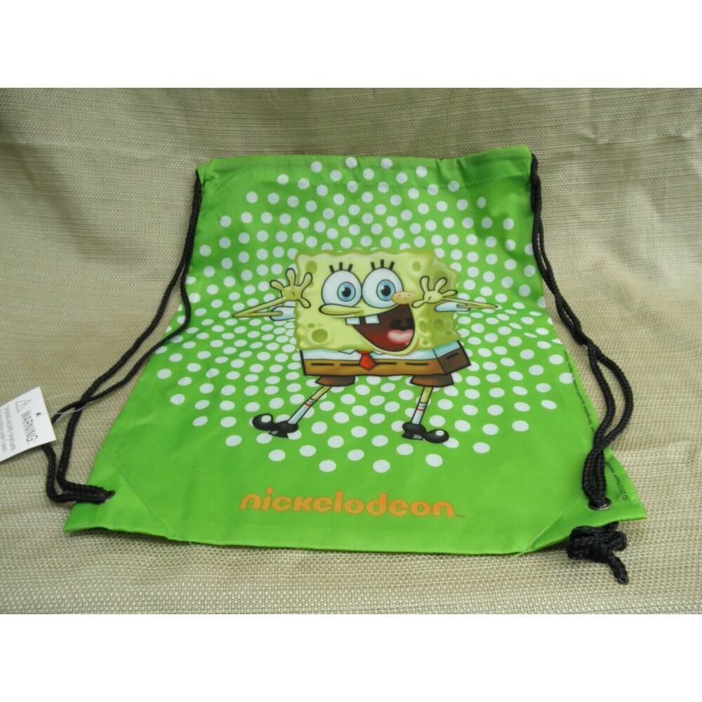 NEW by NICKELODEON, SPONGEBOB GREEN LIGHT WEIGHT DRAWSTRING CINCH BACKPACK BAG